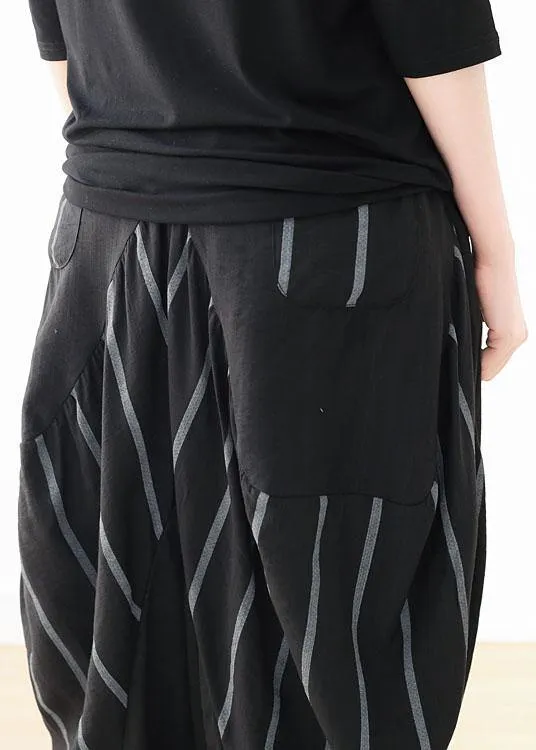 2021 Spring New Black Grey Striped High Waist Pants