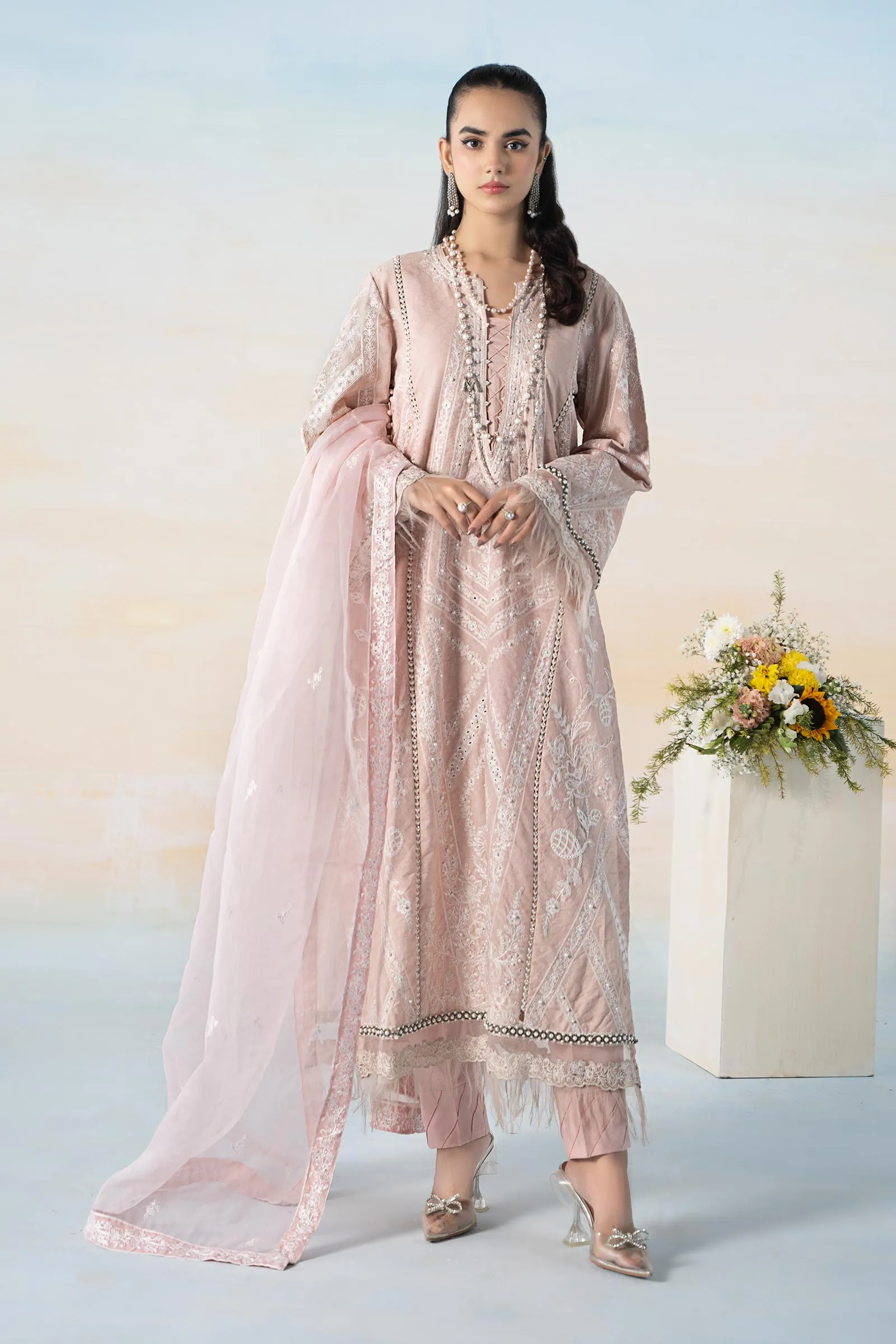 3 Piece Embroidered Self Jacquard Suit | DW-EF24-32