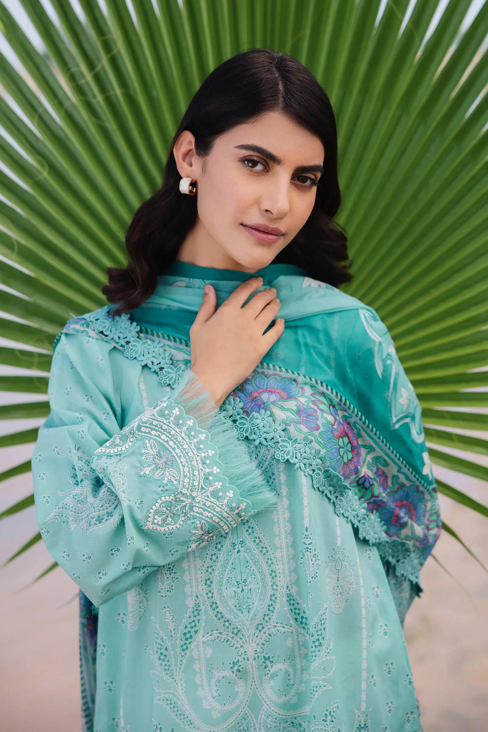 3 Piece Unstitched Embroidered Suit | 408-A