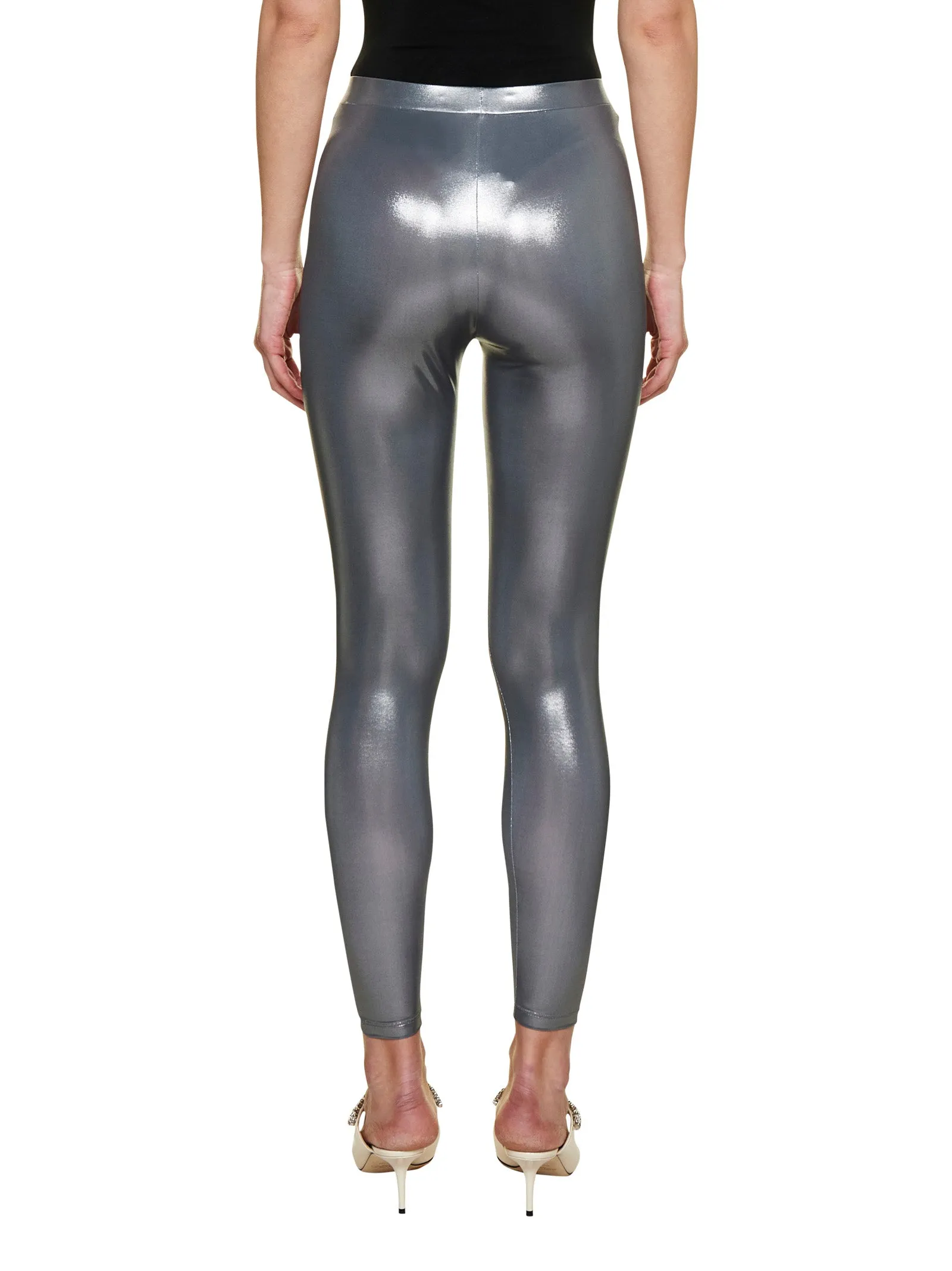 Alessandra Rich Stretch-Fit Metallic High Waist Leggings