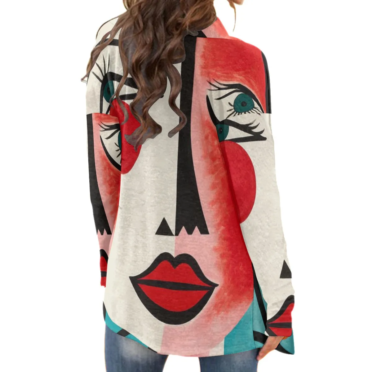 All-Over Print Women's Cardigan With Long Sleeve 202