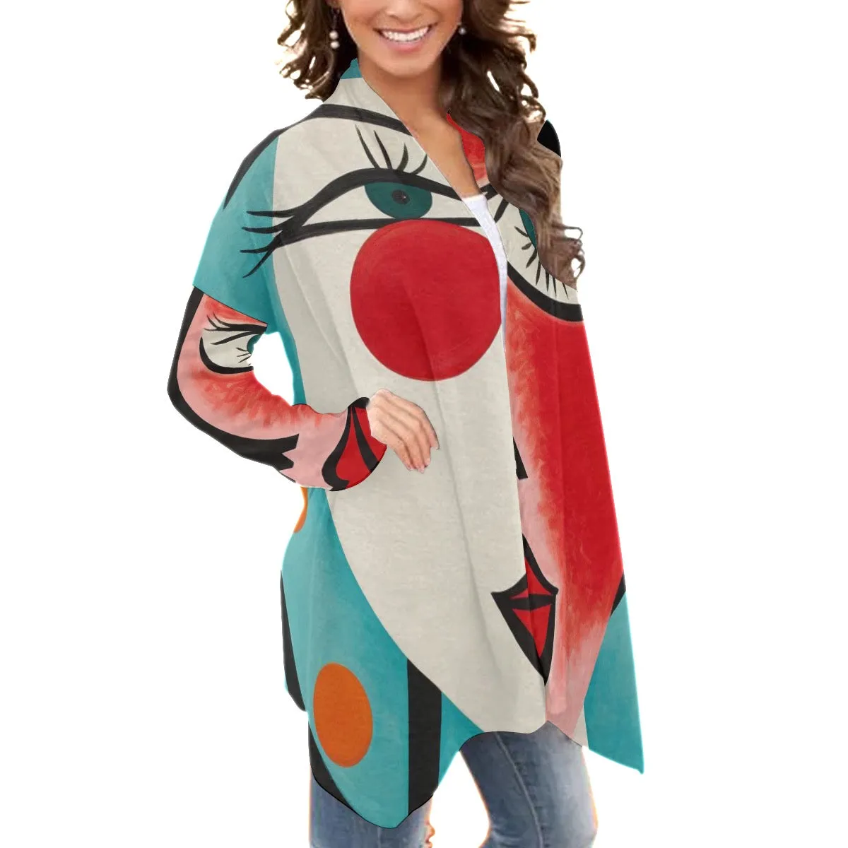 All-Over Print Women's Cardigan With Long Sleeve 202