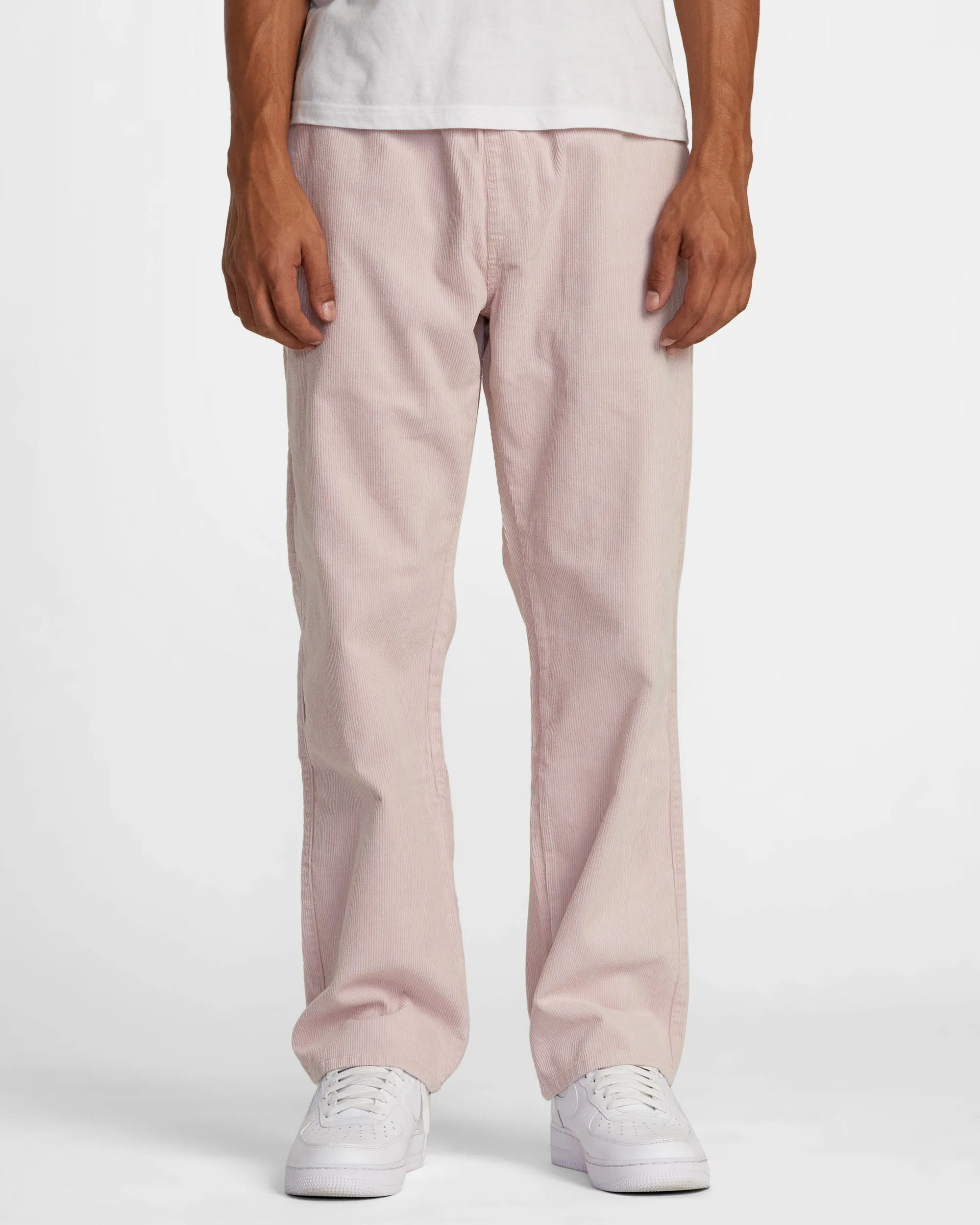 Americana Elastic Waist Cord Pants - Pale Mauve