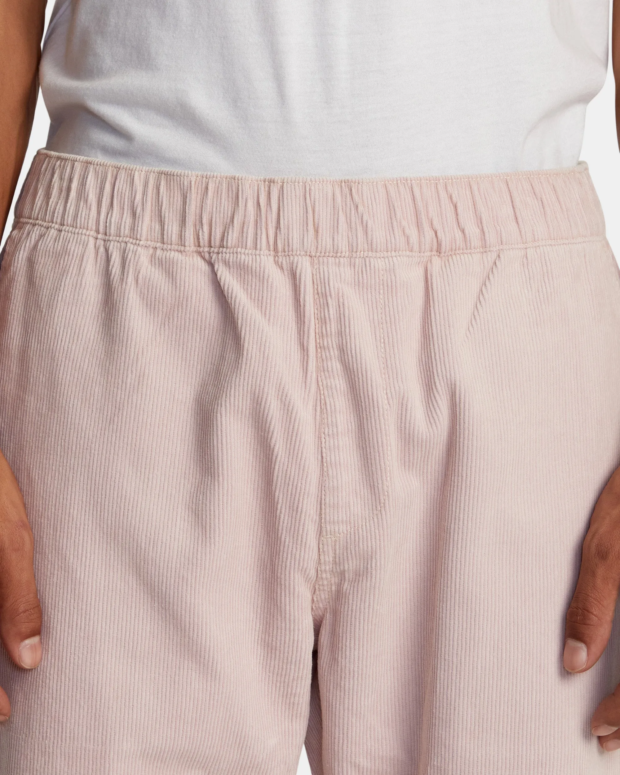 Americana Elastic Waist Cord Pants - Pale Mauve