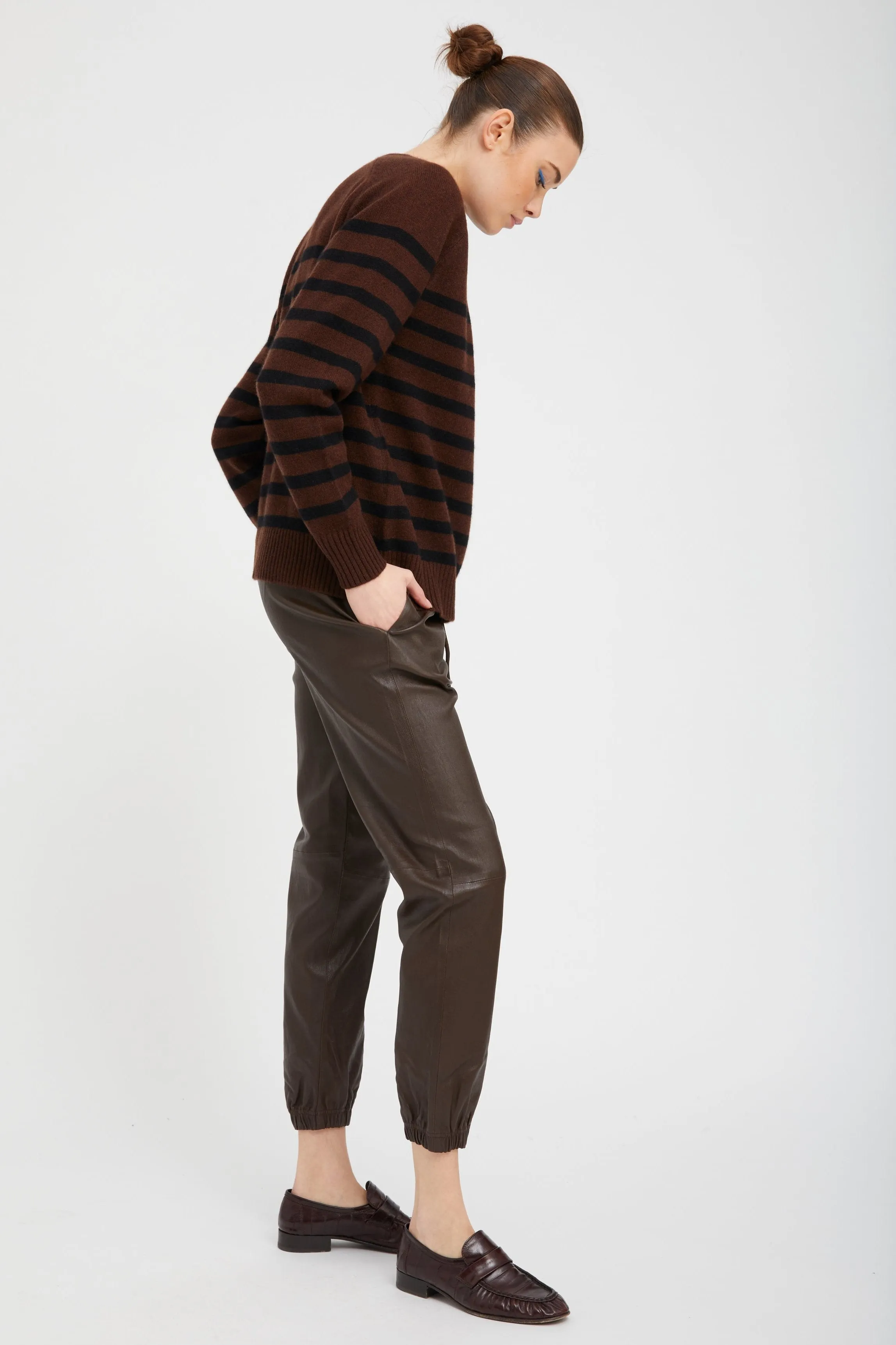 Americano Striped Cashmere Crewneck