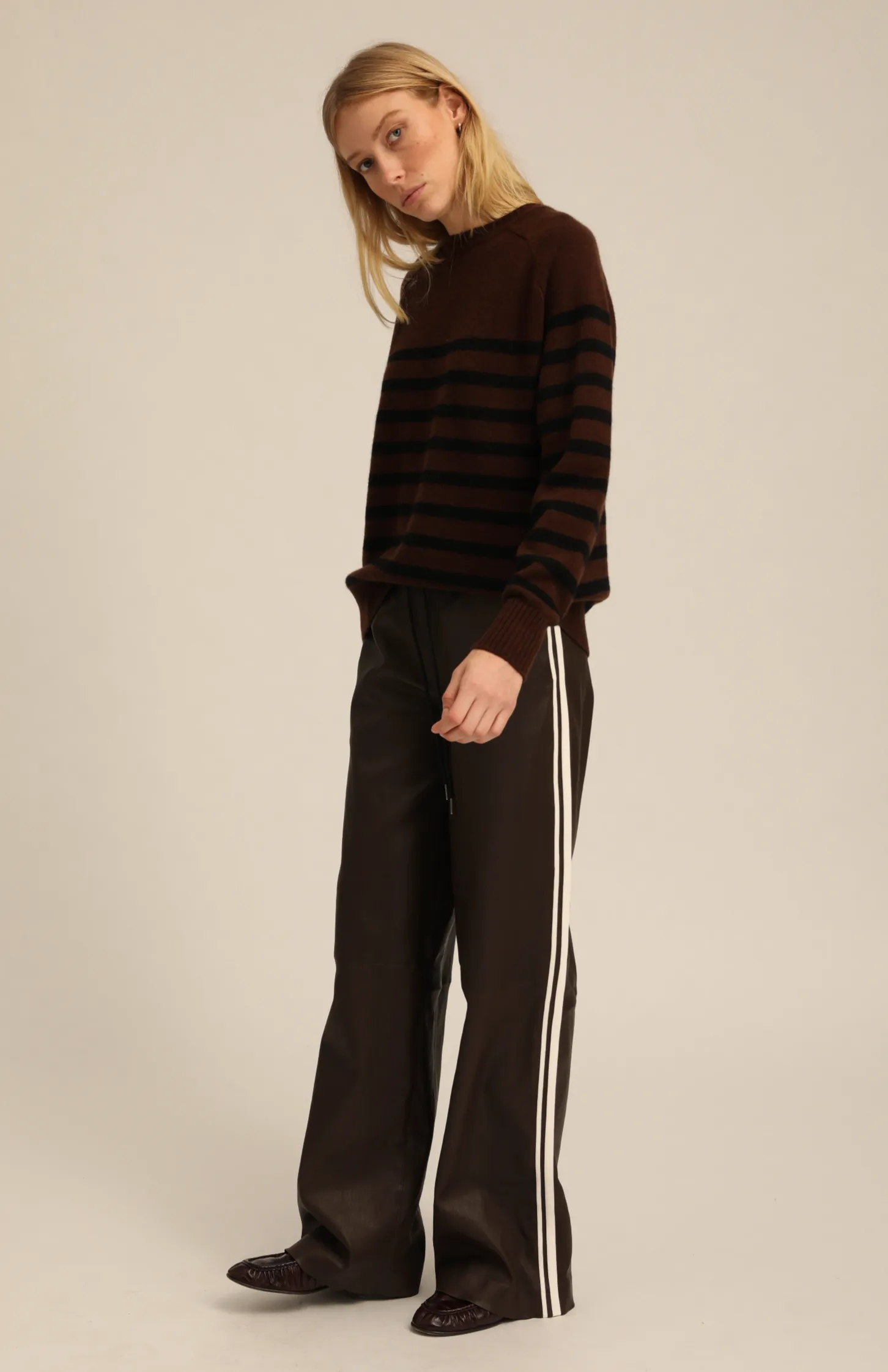 Americano Striped Cashmere Crewneck