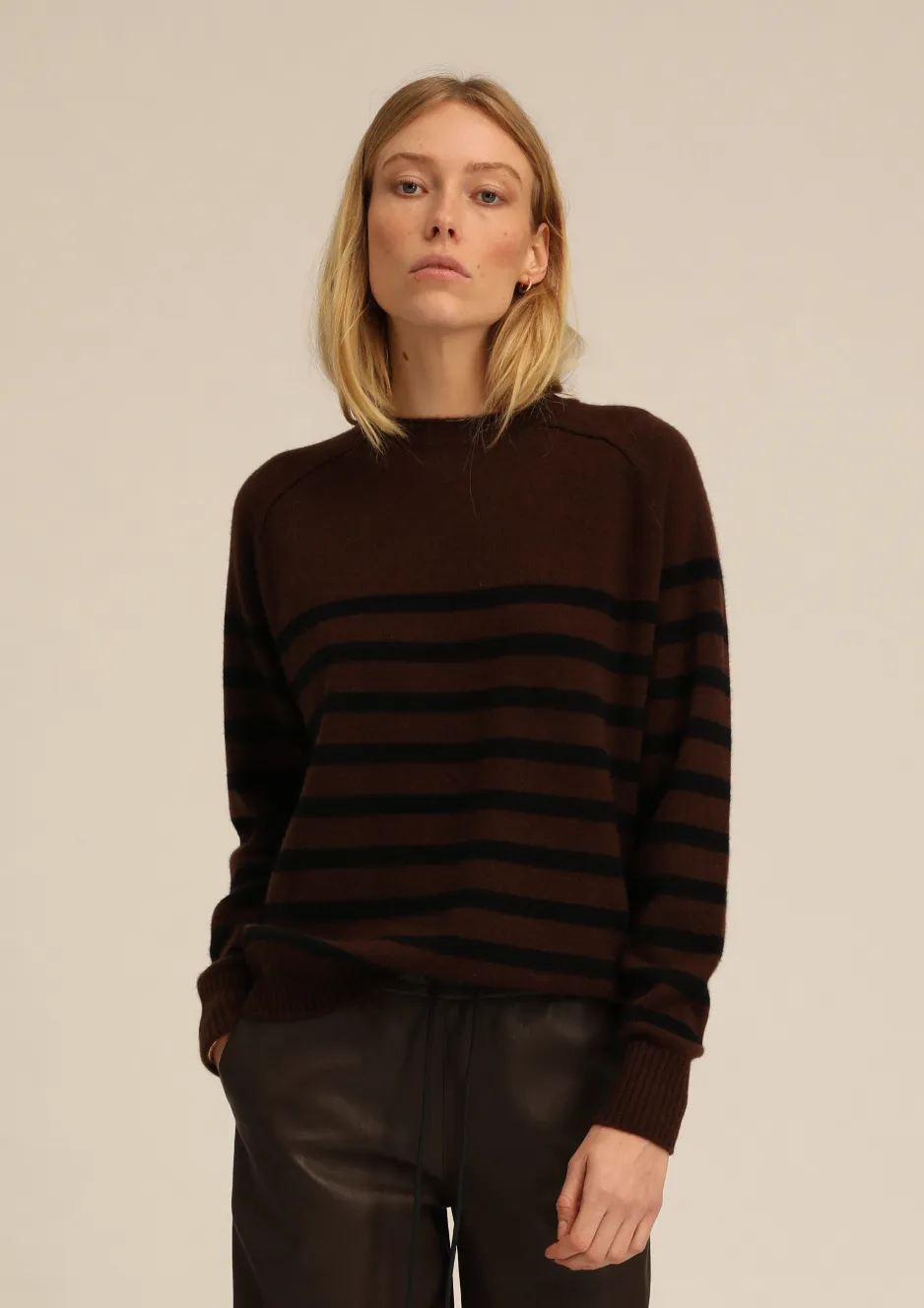 Americano Striped Cashmere Crewneck