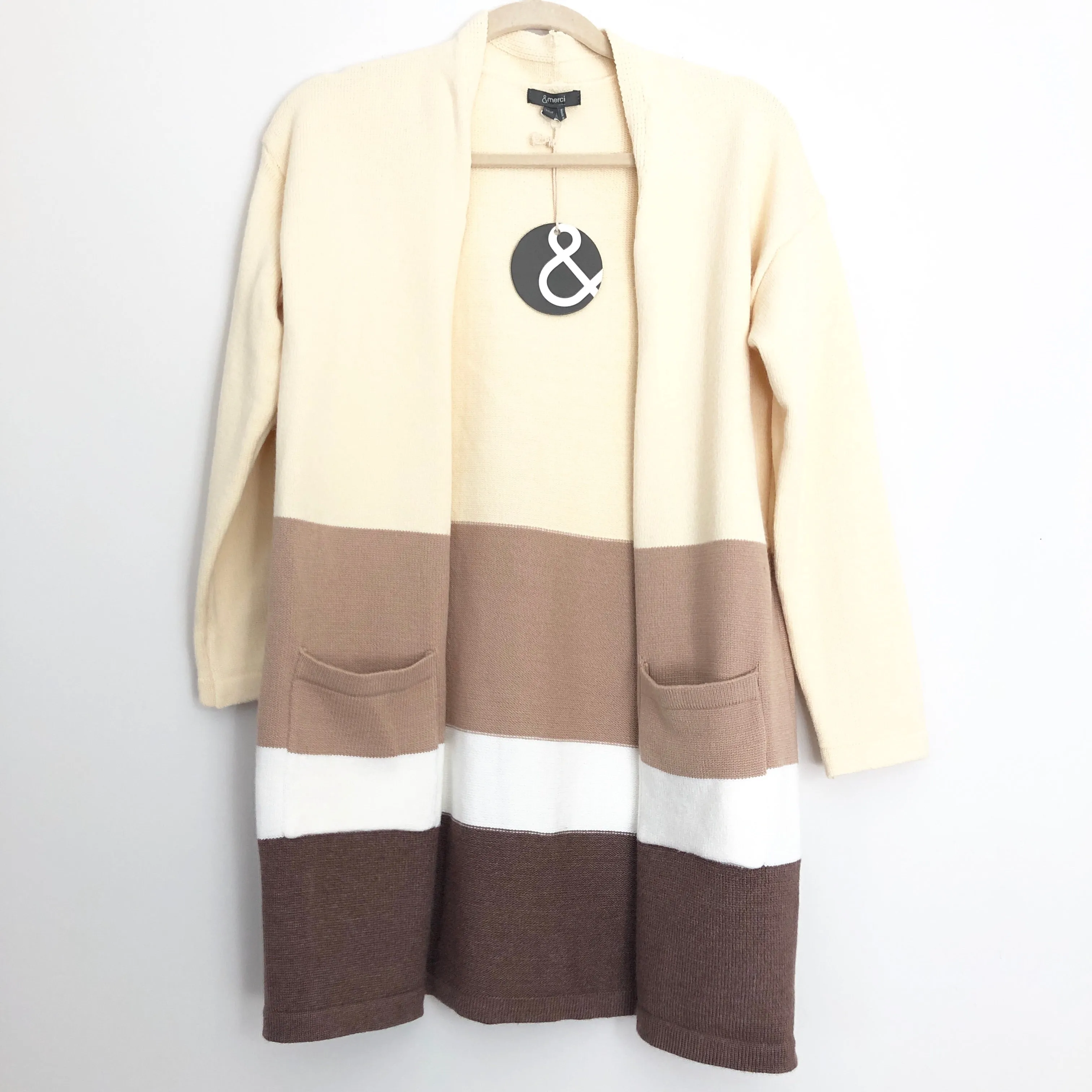 &Merci Cream & Tan Cardigan NWT- Size S