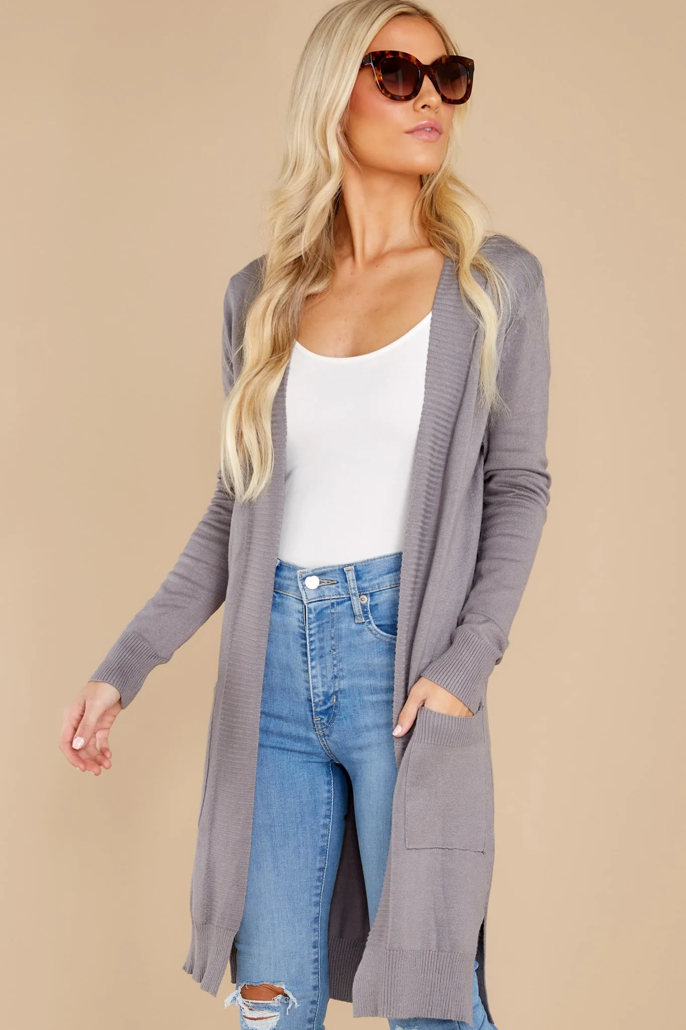 Anticipating This Moment Charcoal Grey Cardigan