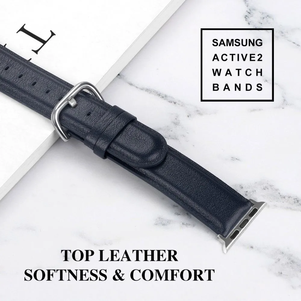 Apple Watch (45mm) cowhide genuine leather watch strap - Midnight Blue