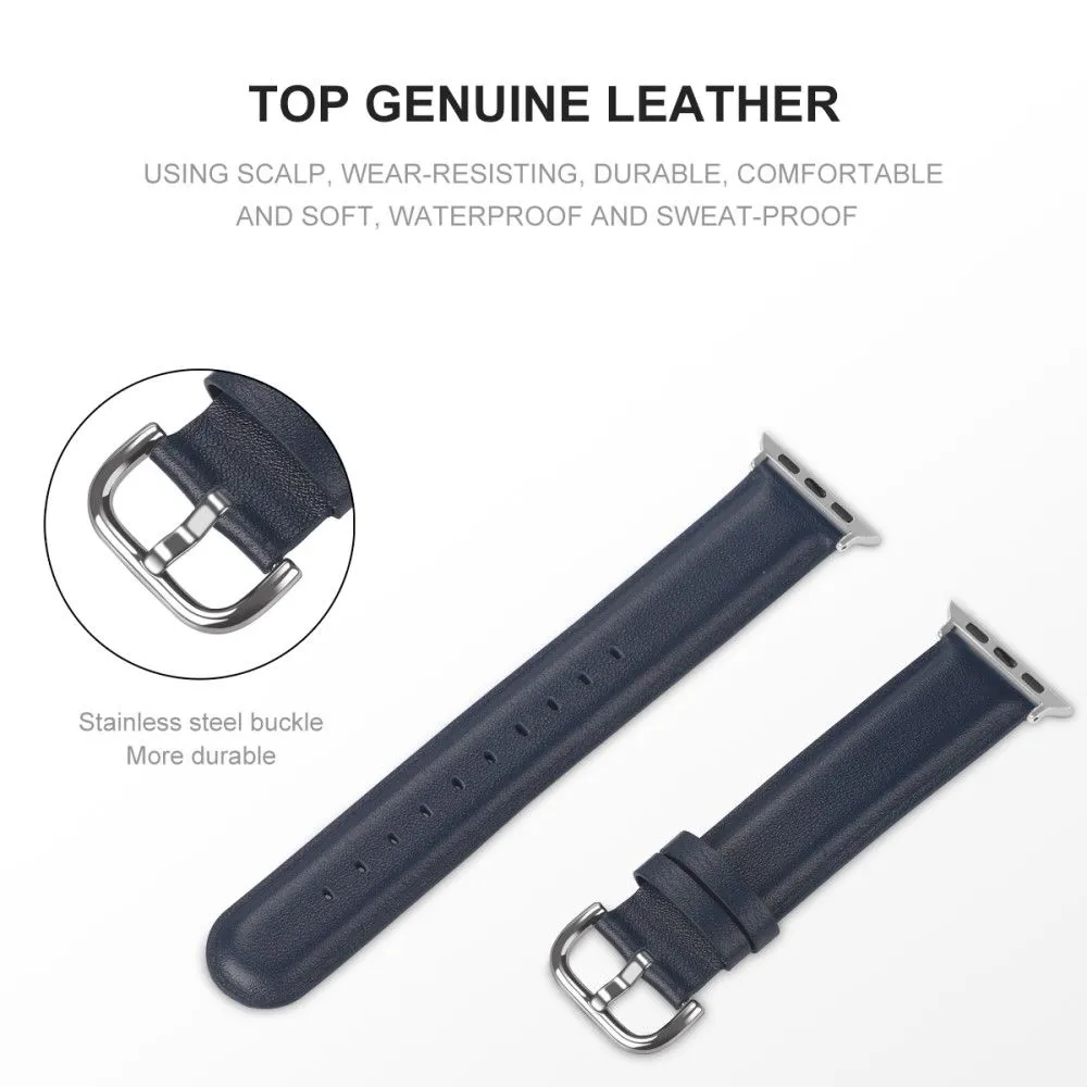 Apple Watch (45mm) cowhide genuine leather watch strap - Midnight Blue