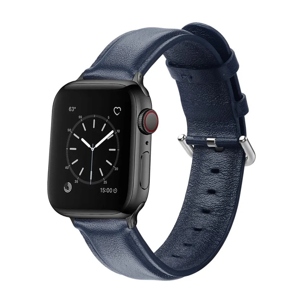 Apple Watch (45mm) cowhide genuine leather watch strap - Midnight Blue