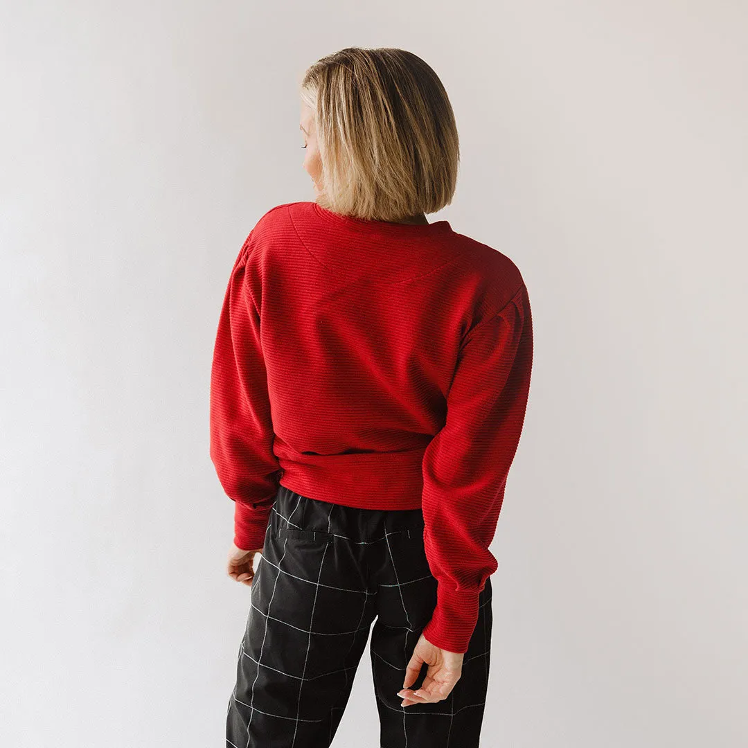 Atlas Ribbed Sweater, Crimson