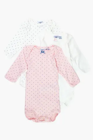 Baby Onesie Petit Bateau 3-Pack Long-Sleeve - Pink