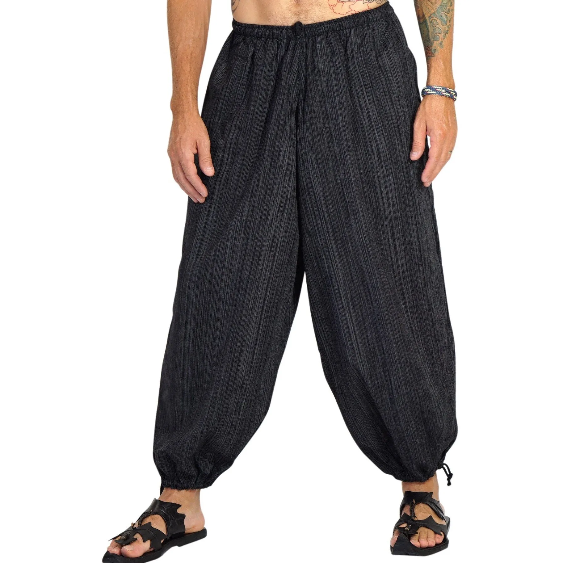 'Baggy Pirate Pants' - Striped Black