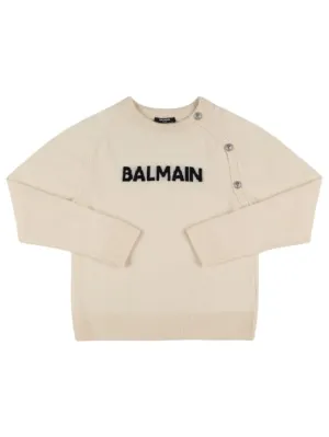 Balmain   Logo wool blend knit sweater 