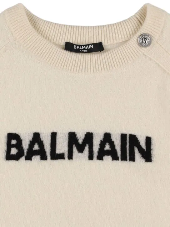 Balmain   Logo wool blend knit sweater 