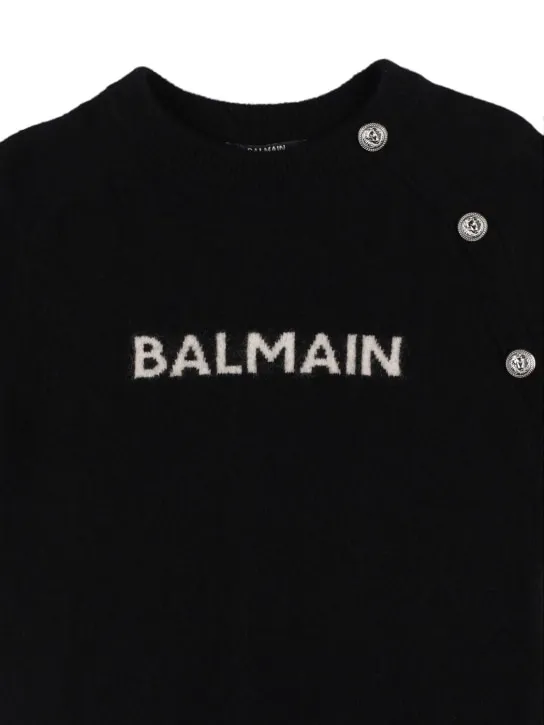 Balmain   Logo wool blend knit sweater 