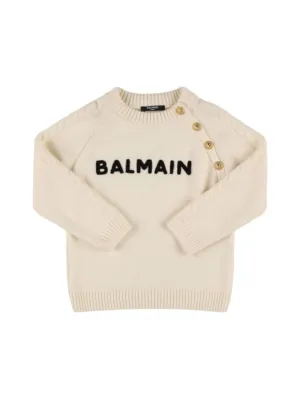 Balmain   Wool blend knit sweater w/ buttons 