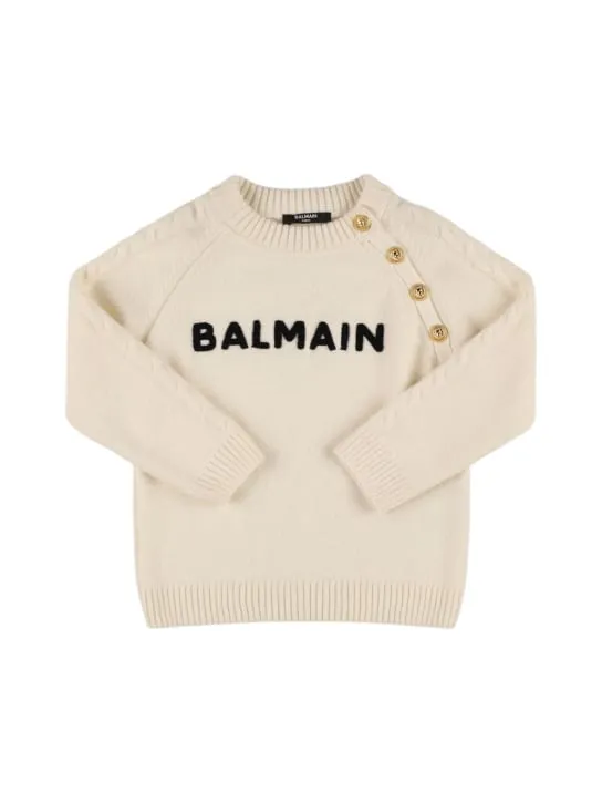 Balmain   Wool blend knit sweater w/ buttons 