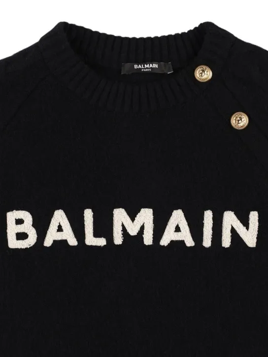 Balmain   Wool blend knit sweater w/ buttons 