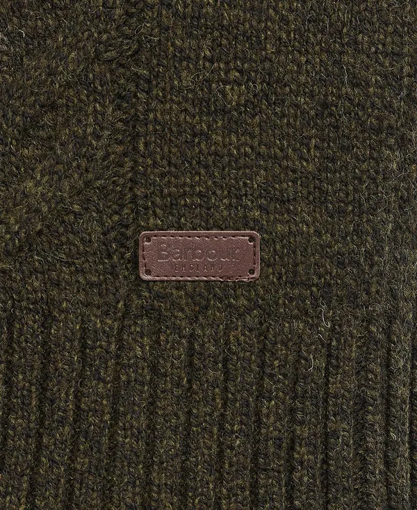 Barbour Cable Knit Crew - Olive Marl