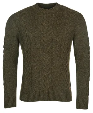 Barbour Cable Knit Crew - Olive Marl