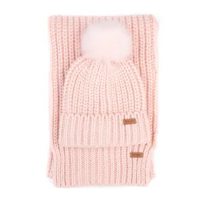 Barbour Ladies Saltburn Beanie and Scarf Set - Pink