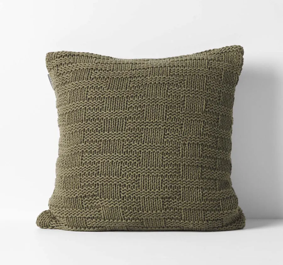 Basket Weave 50x50cm Filled Cushion Khaki