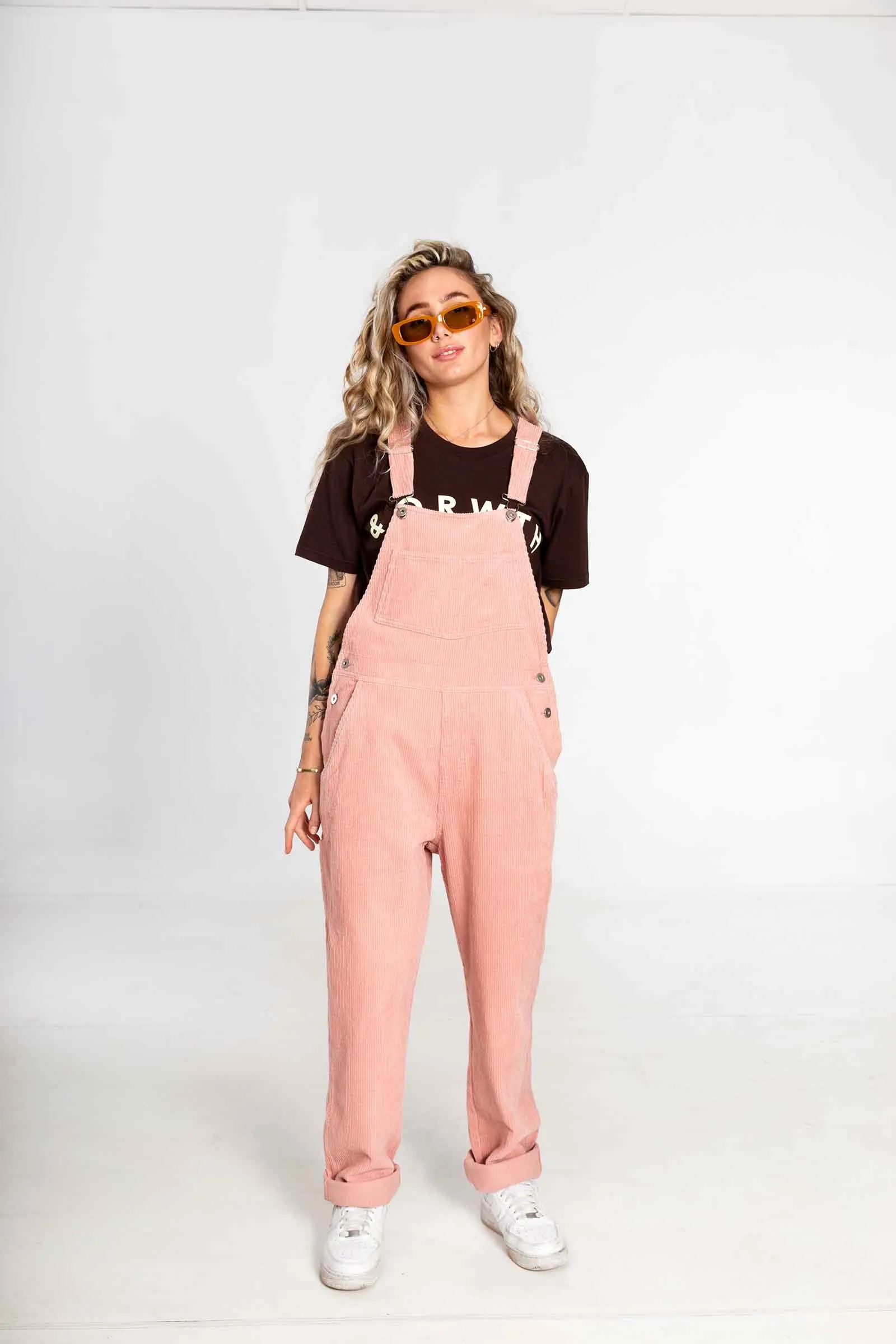 Beach Bum Corduroy Overalls Dusty Pink