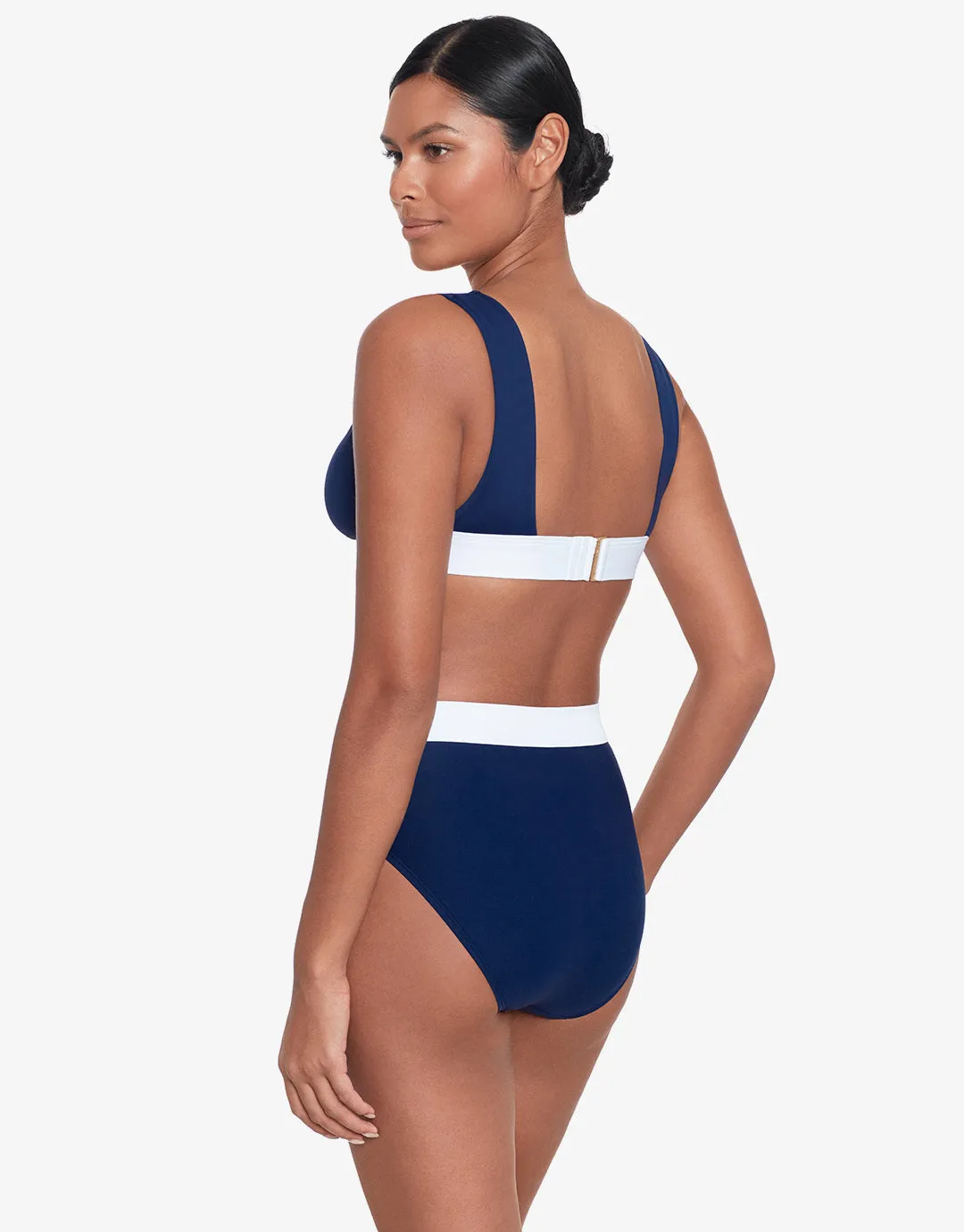 Bel Air High Waist Bikini Pant - Navy and White