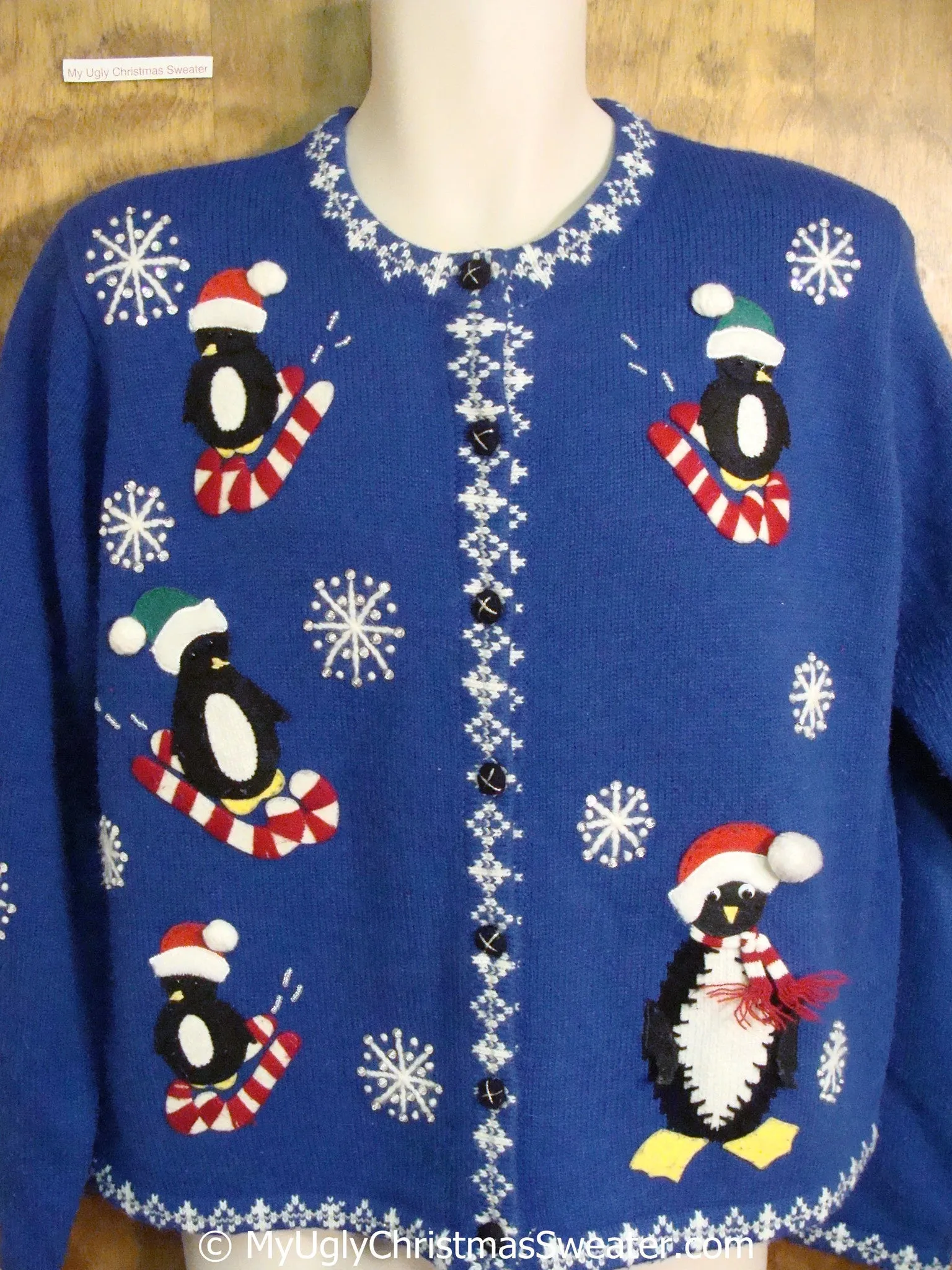 Best 80s Penguins and Candycanes Tacky Christmas Sweater