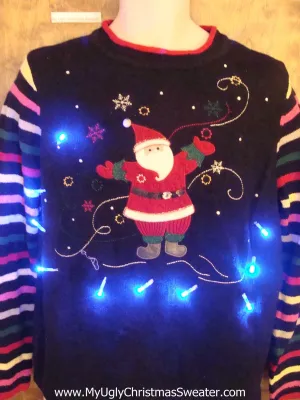 Best Happy Santa Light Up Ugly Xmas Sweater