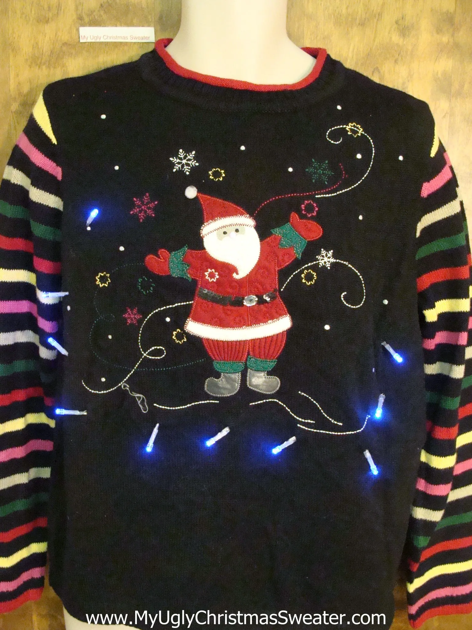 Best Happy Santa Light Up Ugly Xmas Sweater