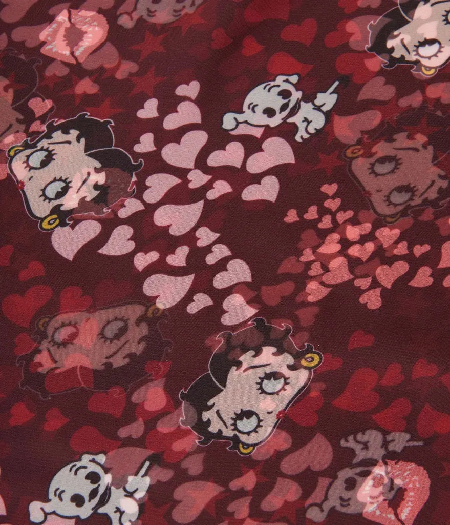 Betty Boop Burgundy Heart Hair Scarf