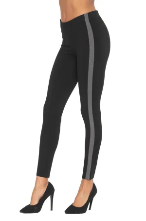 Black Dressy Legging With Gray Detail LIOR Paris Pants