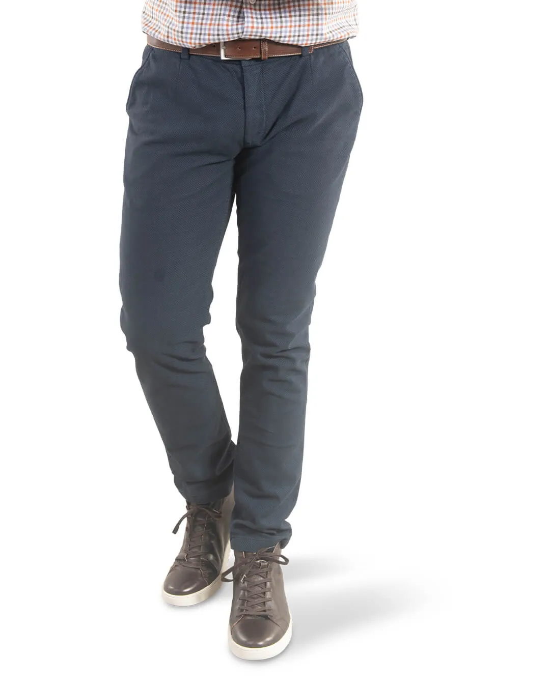 Blue Birdseye Garment Dyed Chino Trousers