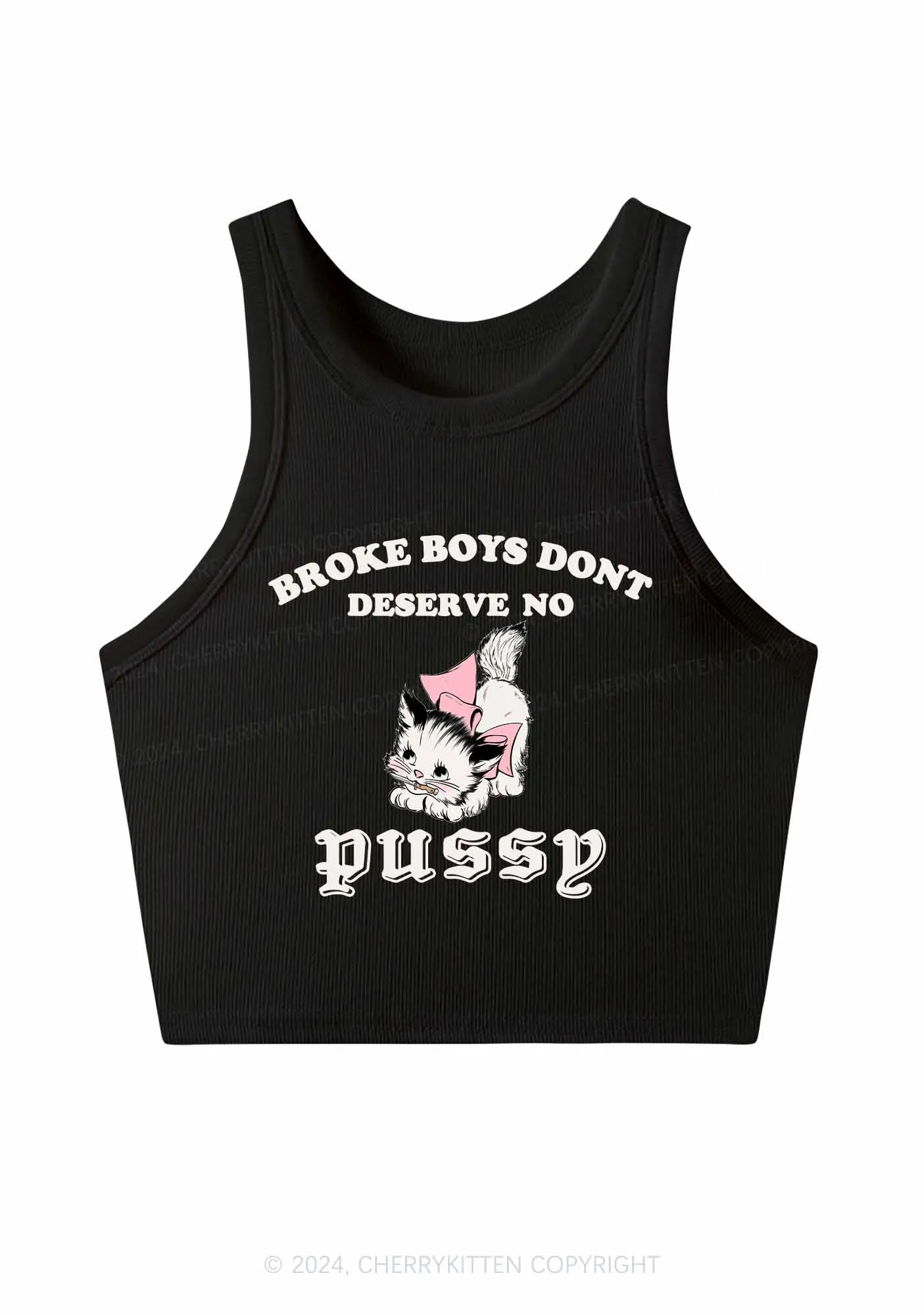 Broke Boys Pxssy Y2K Crop Tank Top Cherrykitten