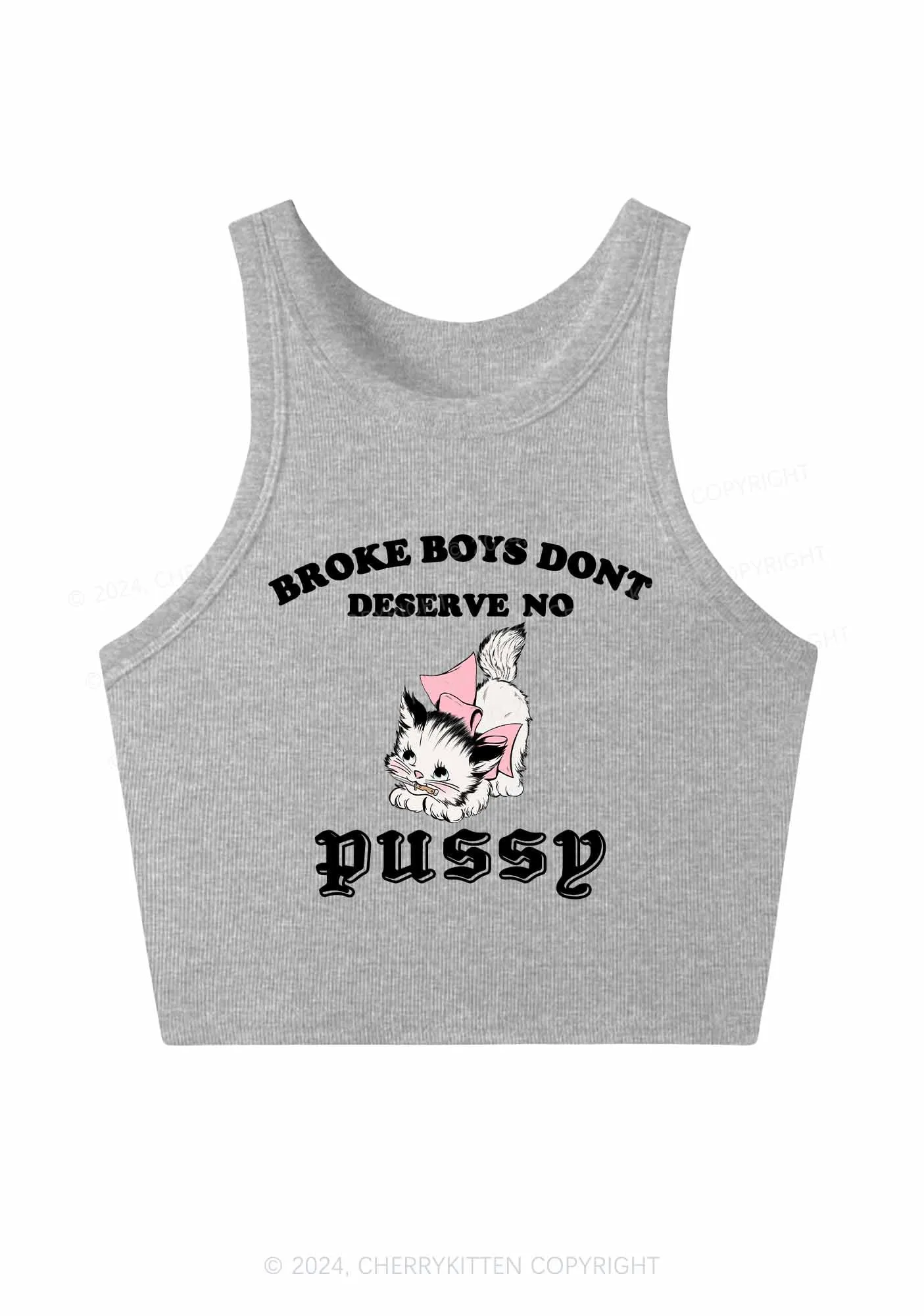 Broke Boys Pxssy Y2K Crop Tank Top Cherrykitten