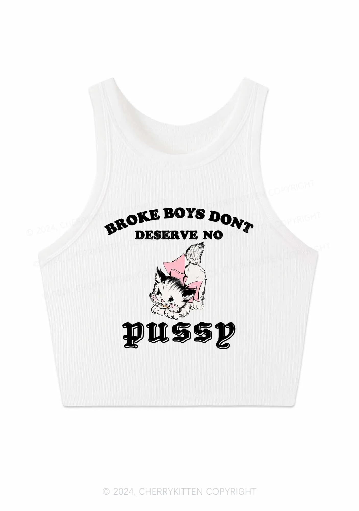 Broke Boys Pxssy Y2K Crop Tank Top Cherrykitten