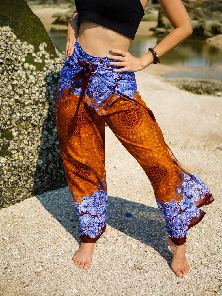 Brown Mandala Mandala  Palazzo Wrap Pants