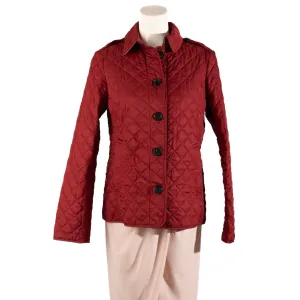 Burberry Red Quilted Synthetic Button Front Jacket