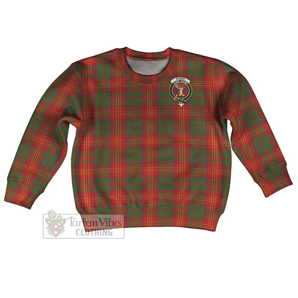 Burns Tartan Kid Ugly Sweater with Family Crest