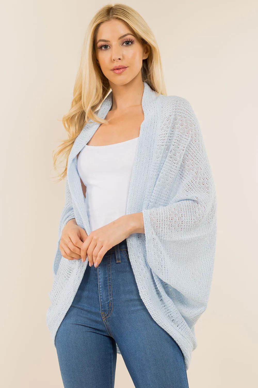 CA-8891 solid crochet cardigan