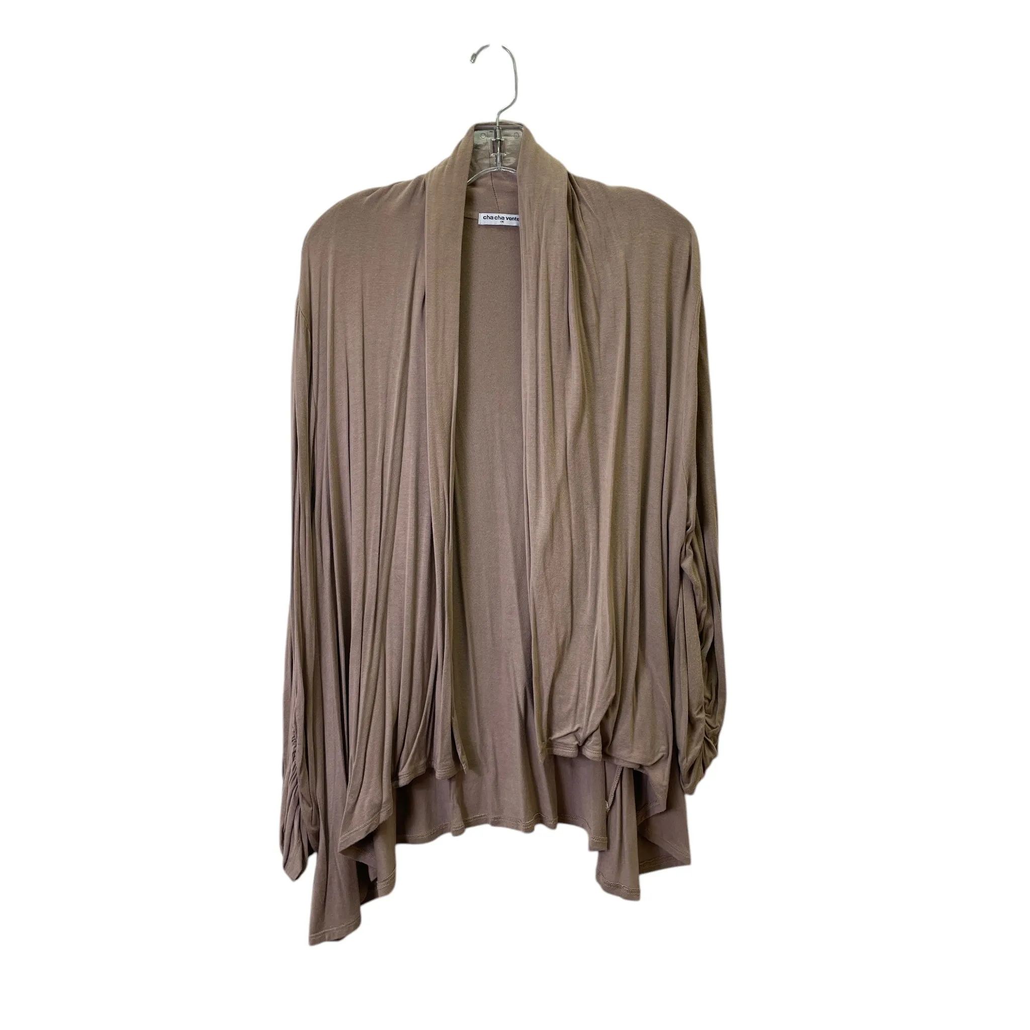 Cardigan By Chacha Vente In Taupe, Size:1X