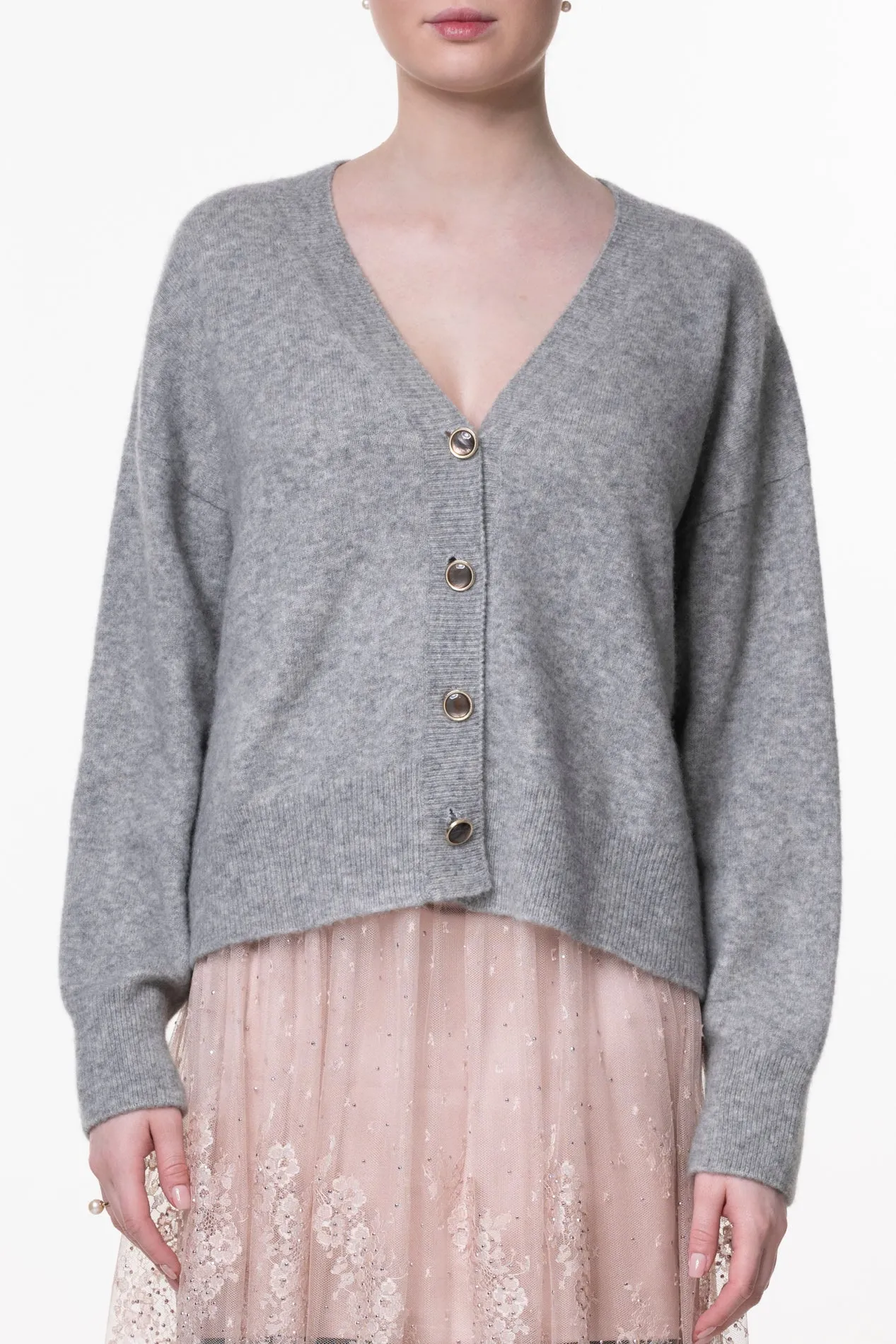 Cassiel Cashmere and Silk-blend Cardigan In Grigio Perla