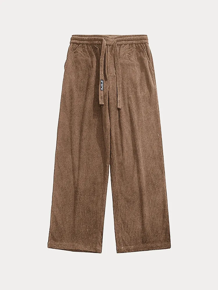 Casual Straight-Leg Corduroy Pants