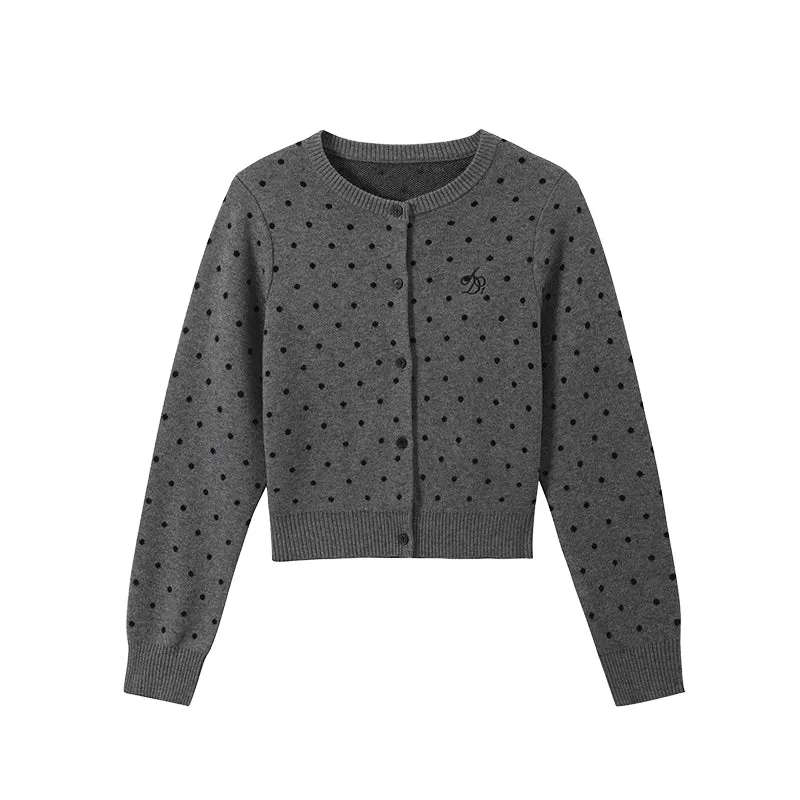 Charming Polka Dot Cropped Cardigan