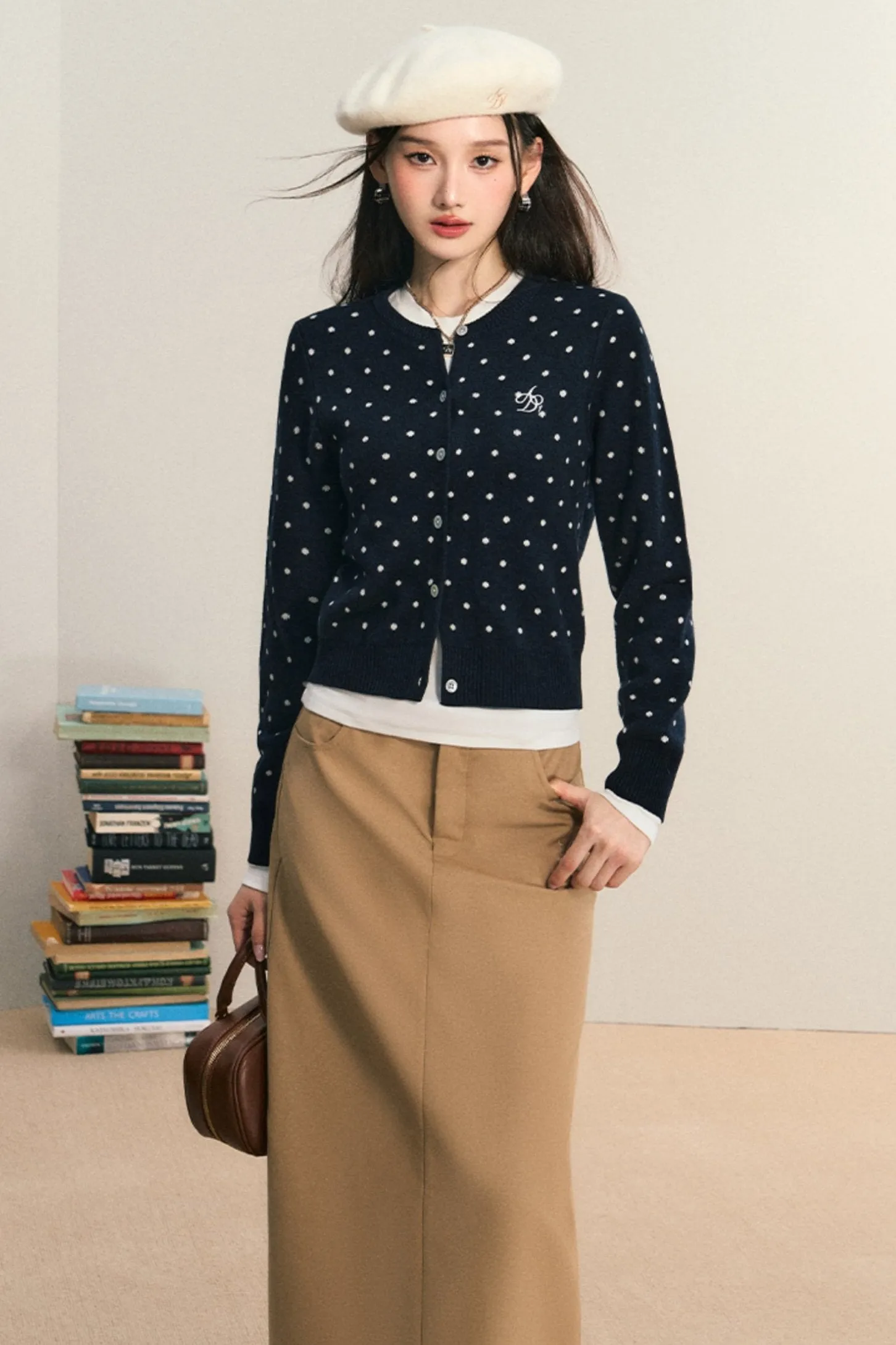 Charming Polka Dot Cropped Cardigan