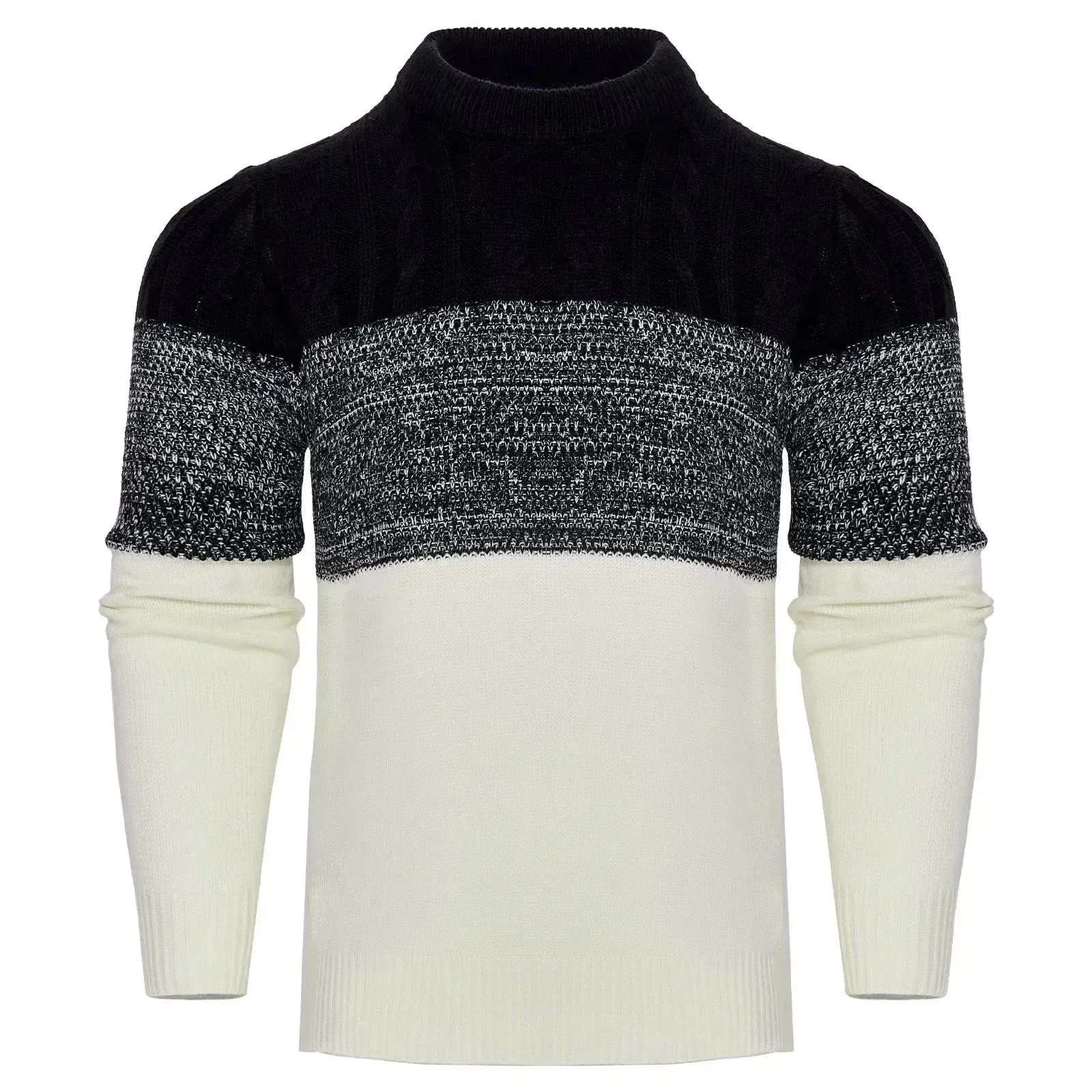 Chic Color Block Cable Knit Sweater